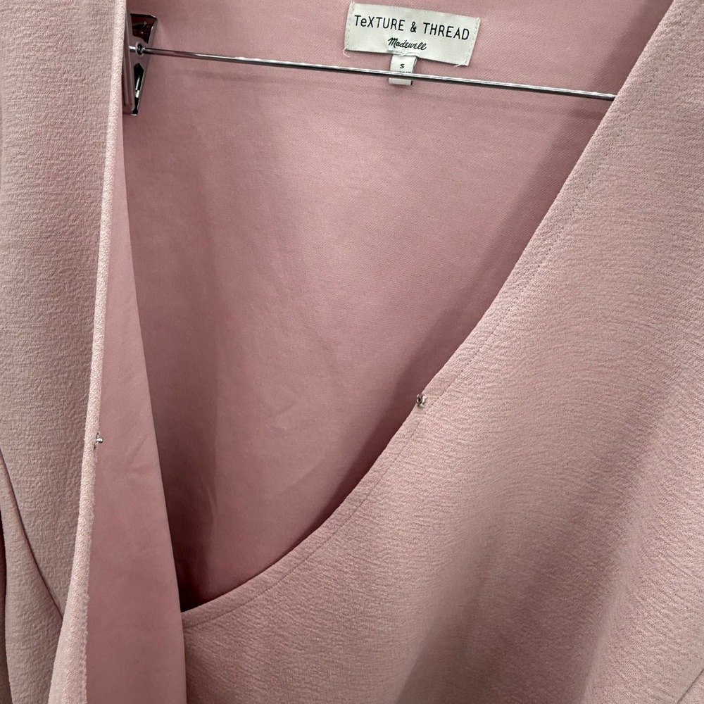 Texture‎ & Thread Madewell Wrap Top Blouse Long Sleeve Pink Tie Front Small - Picture 4 of 7